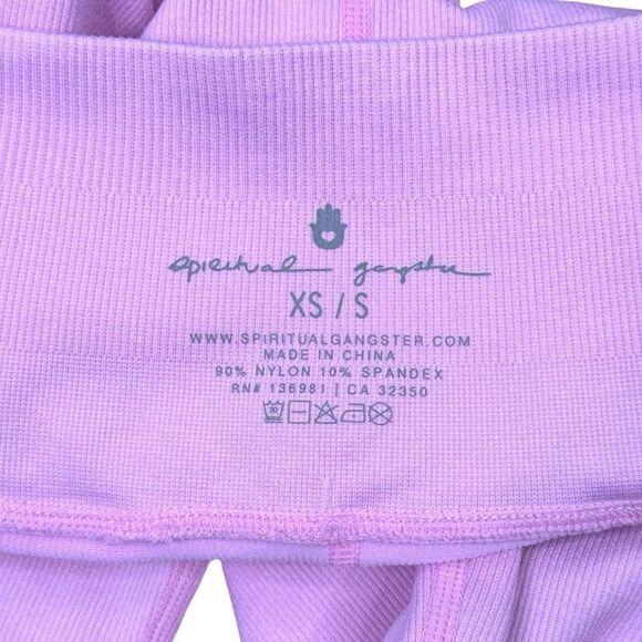 Spiritual Gangster Pink Ribbed Yoga Leggings - Size XS / Small - Picture 4 of 4